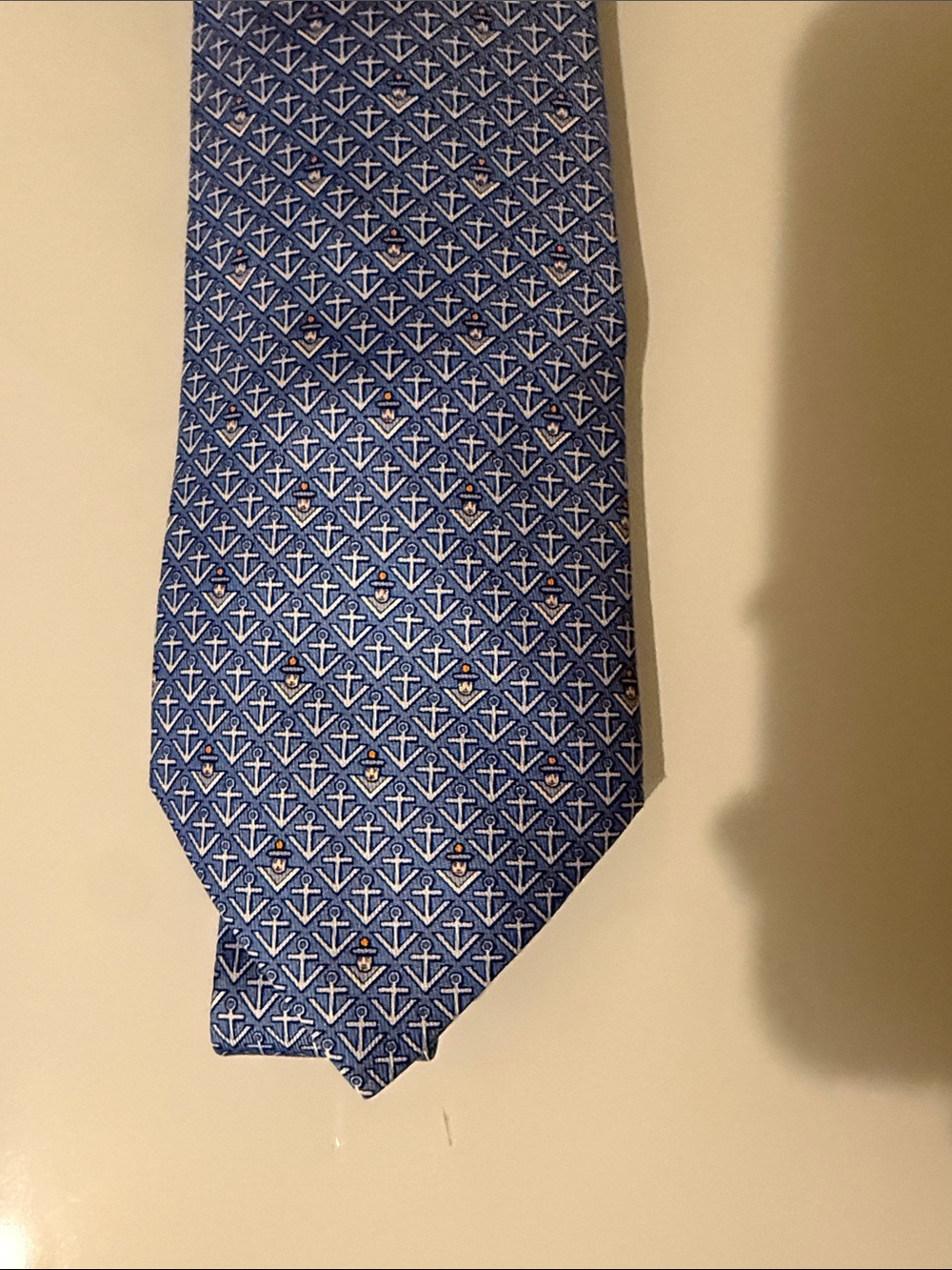 Hermès Paris Silk Tie – Blue Nautical Anchor Print